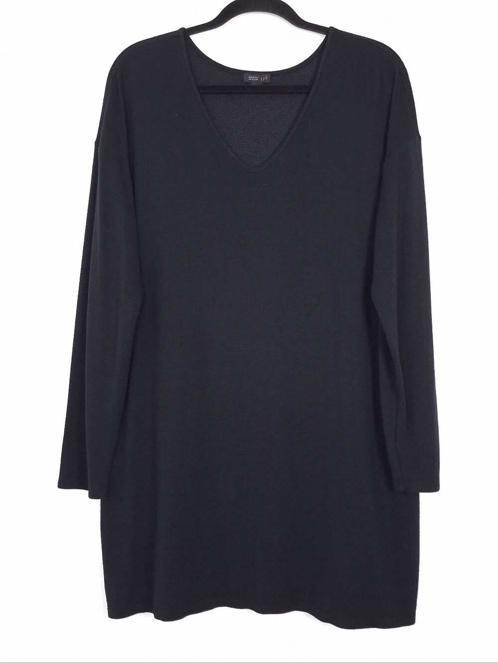 J Jill Wearever tunic top long sleeve travel office minimalist v-neck fall black